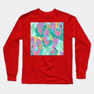 Flamingo Paradise Print Long Sleeve T-Shirt